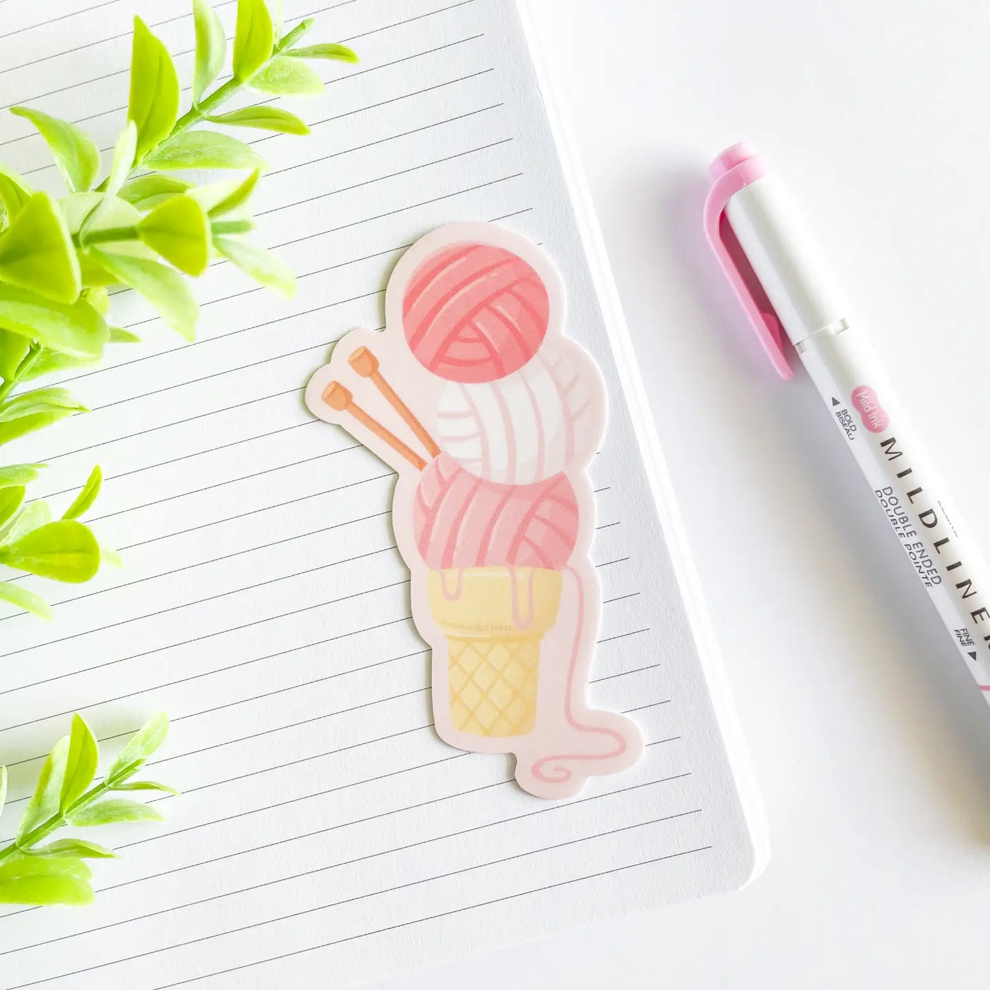 Studious Owl Press Pink Yarn Ice Cream Vinyl Sticker