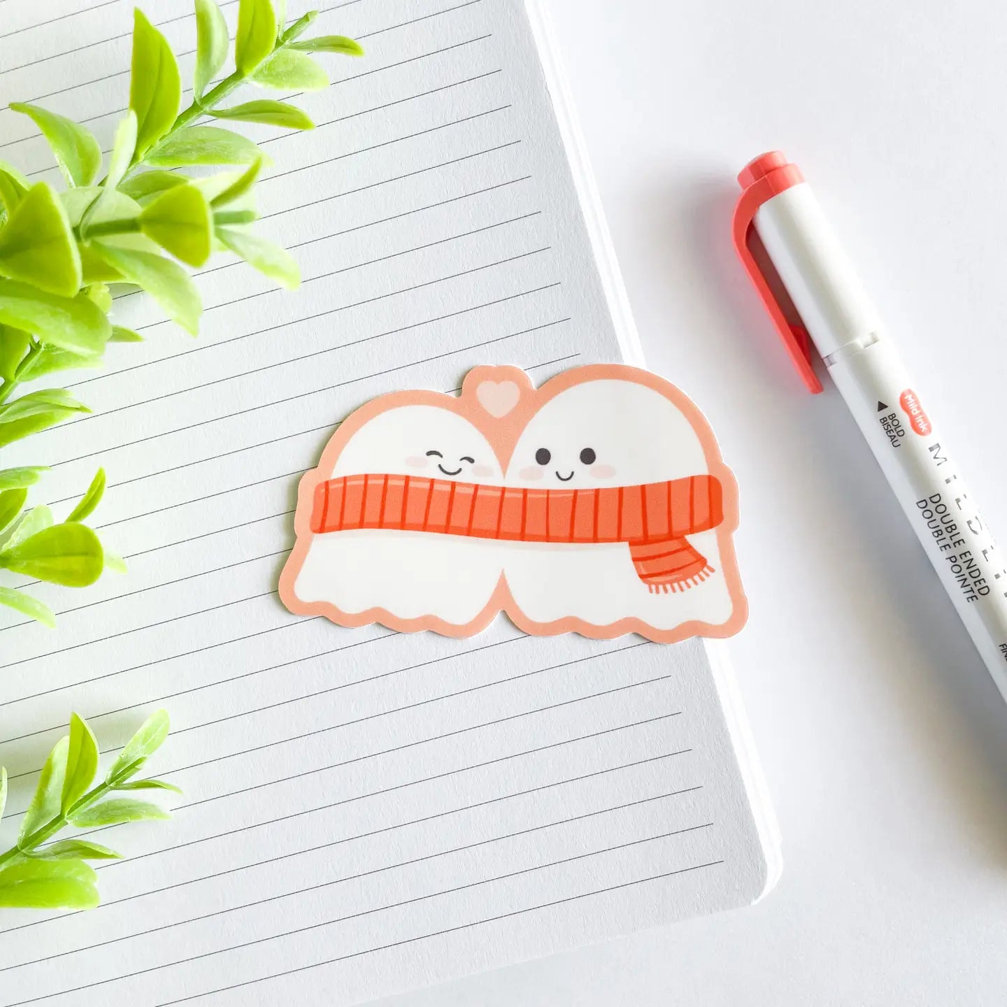 Studious Owl Press Cute Ghost Couple with Scarf Sticker