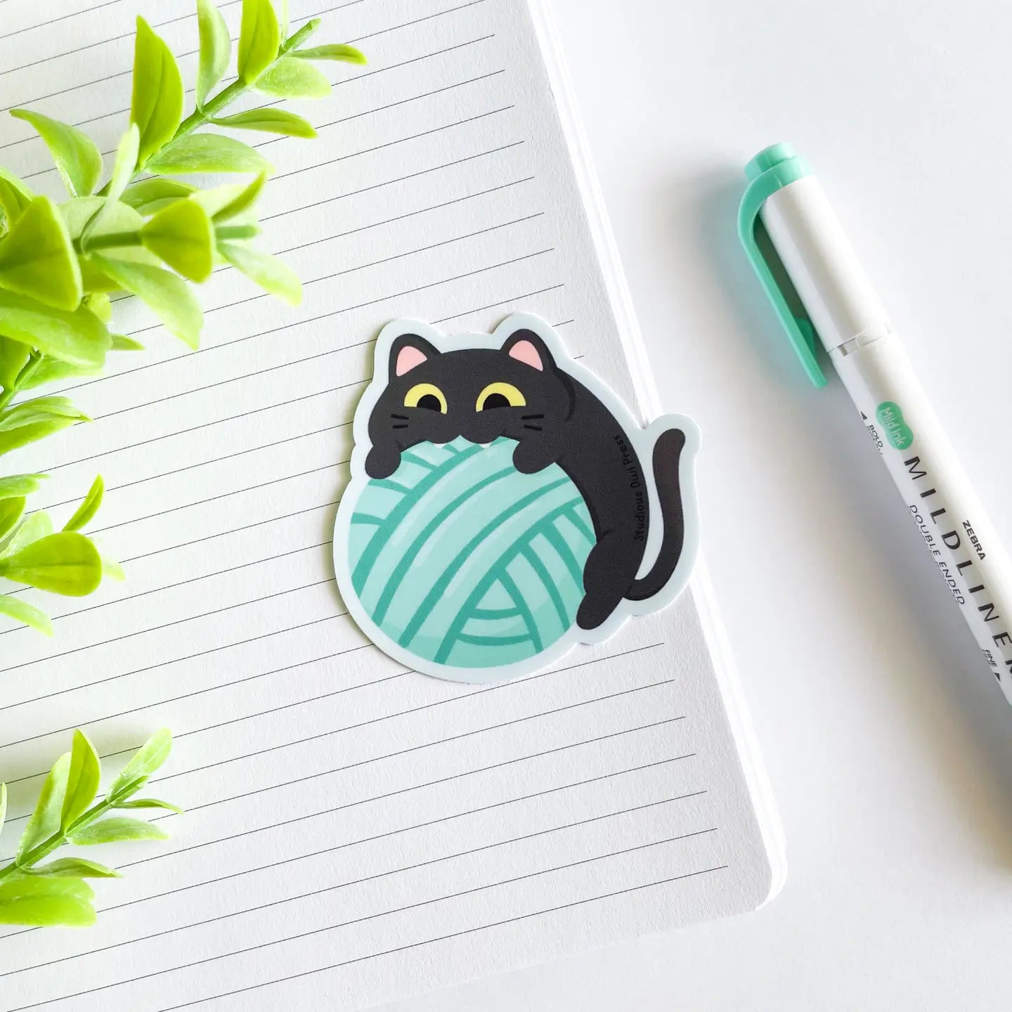 Studious Owl Press Yarn Ball Black Cat Vinyl Sticker