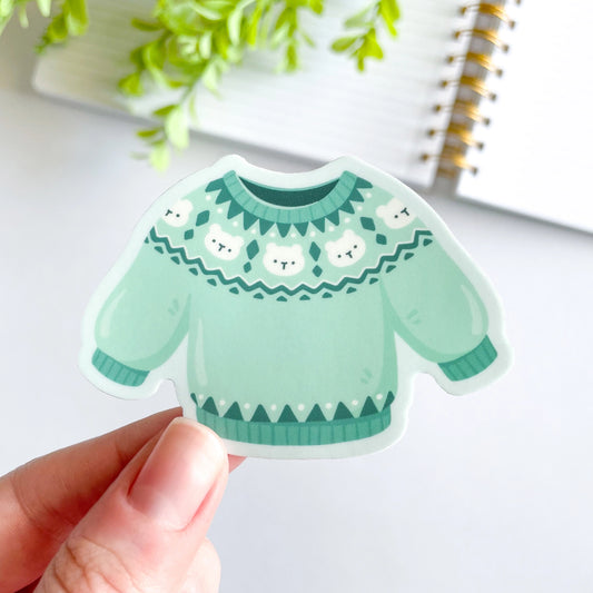 Studious Owl Press Fair Isle Knit Sweater Vinyl Sticker - Bears