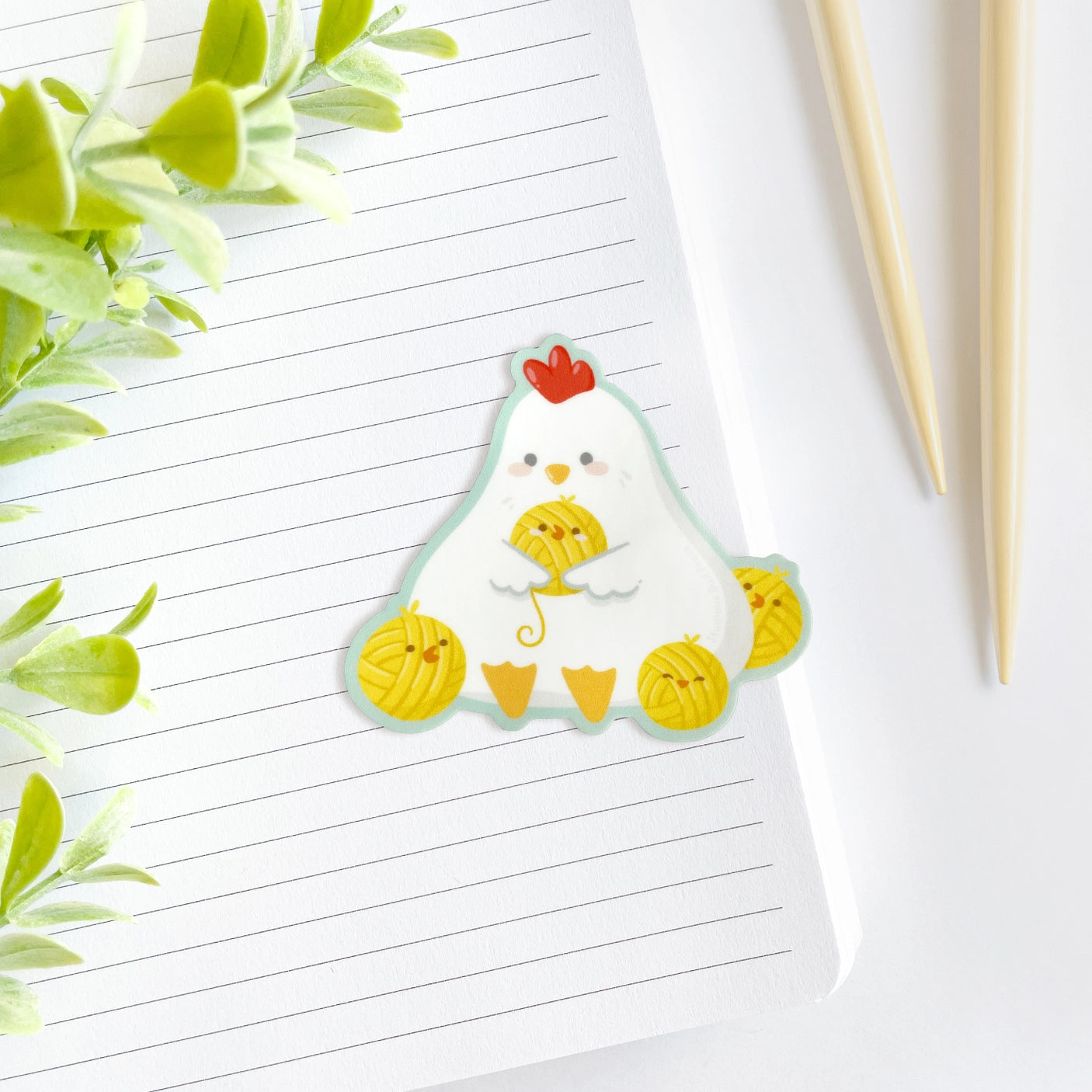 Studious Owl Press Chicken With Yarn Chicks Sticker