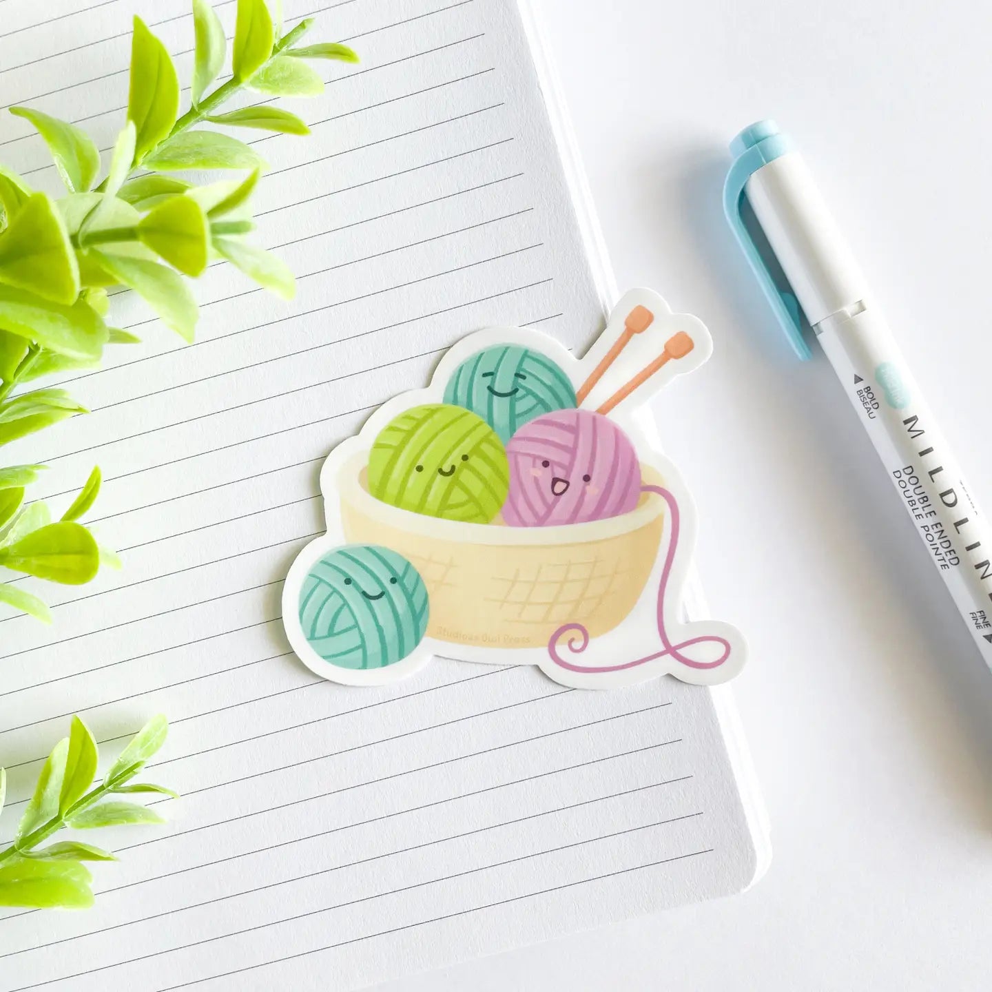 Studious Owl Press Knitting Yarn Basket Vinyl Sticker