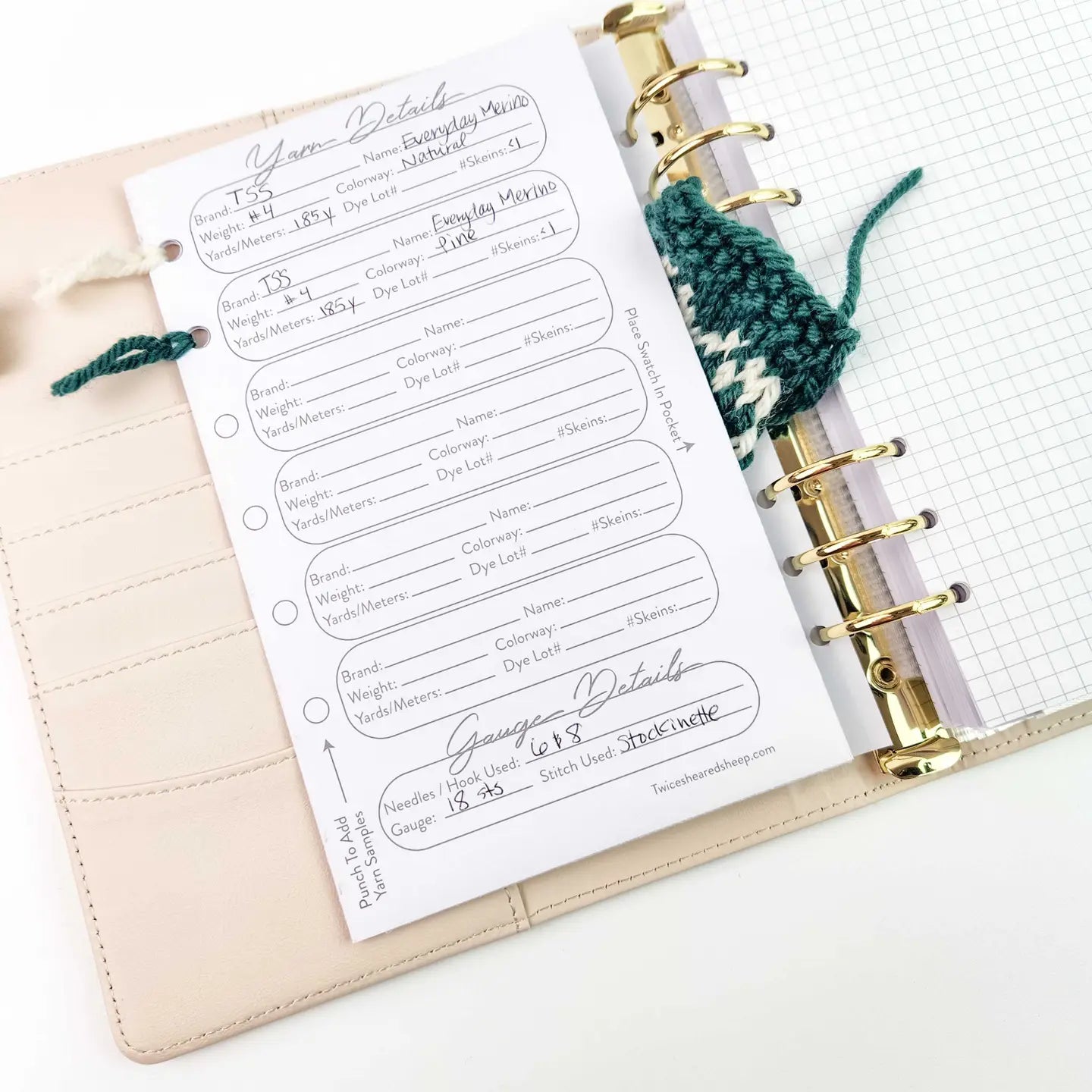 Twice Sheared Sheep - Teal Heart Project Journal Planner For Knitters & Crocheters