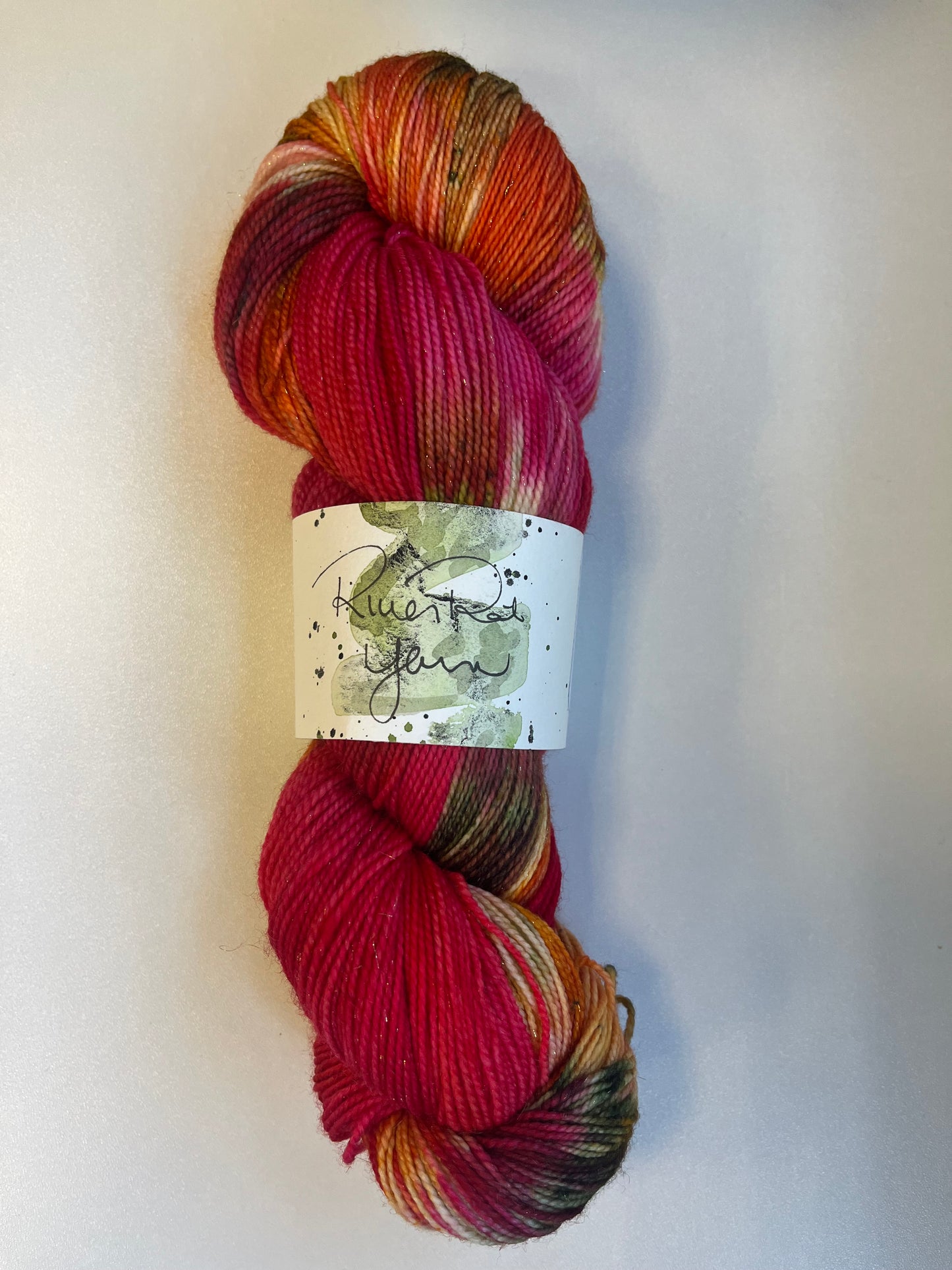 RiverRat Yarn Superwash/Nylon/Gold Stellina Fingering - Apple Orchard