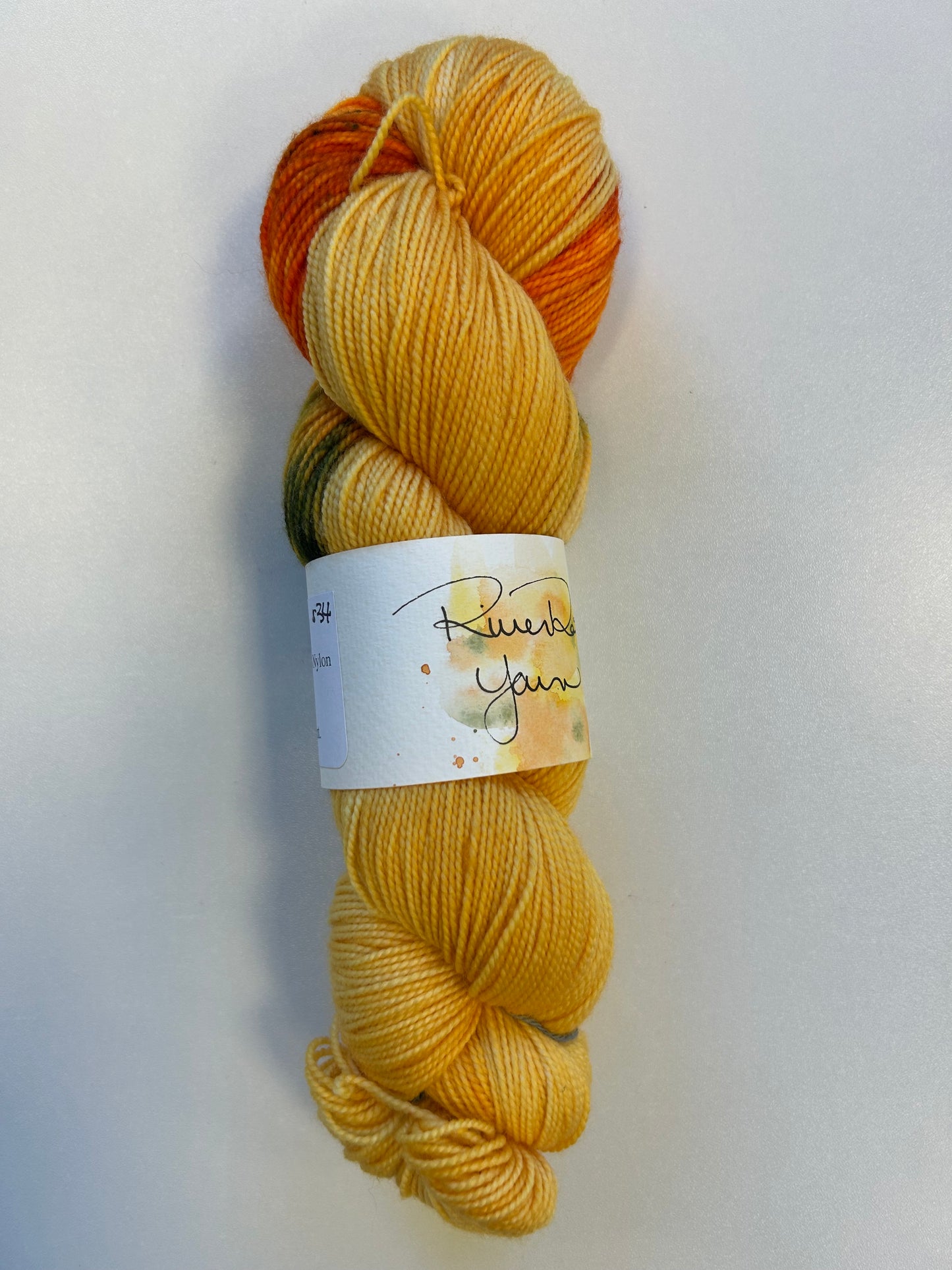 RiverRat Yarn Fingering Weight Slub Yarn Superwash Merino/Cashmere/Nylon - Marigold Medley