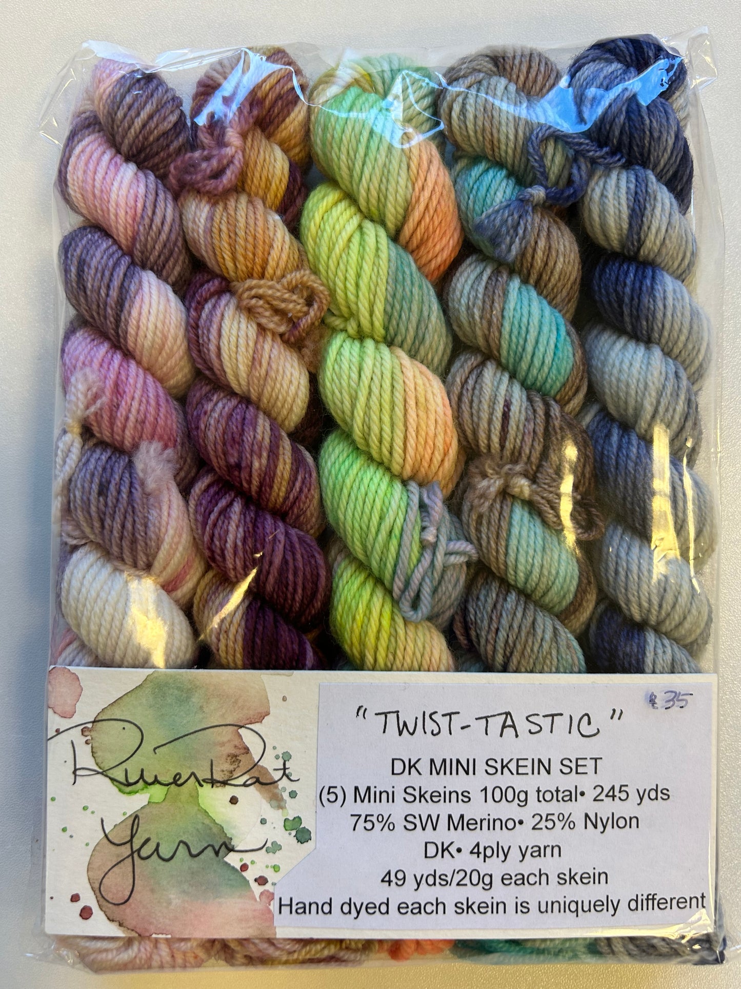 RiverRat Yarn DK Mini Skein Set of 5 - "Twist-Tastic"