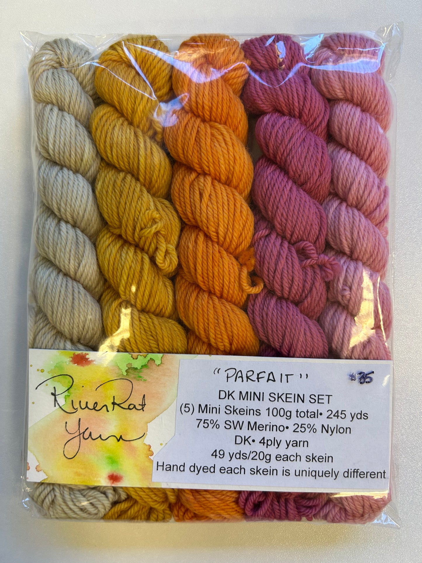RiverRat Yarn DK Mini Skein Set of 5 - "Parfait"
