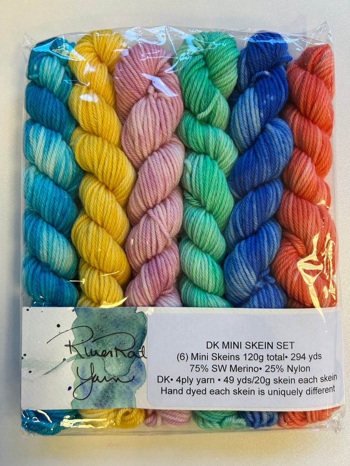 RiverRat Yarn DK Mini Skein Set of 6 - Unknown Rainbow