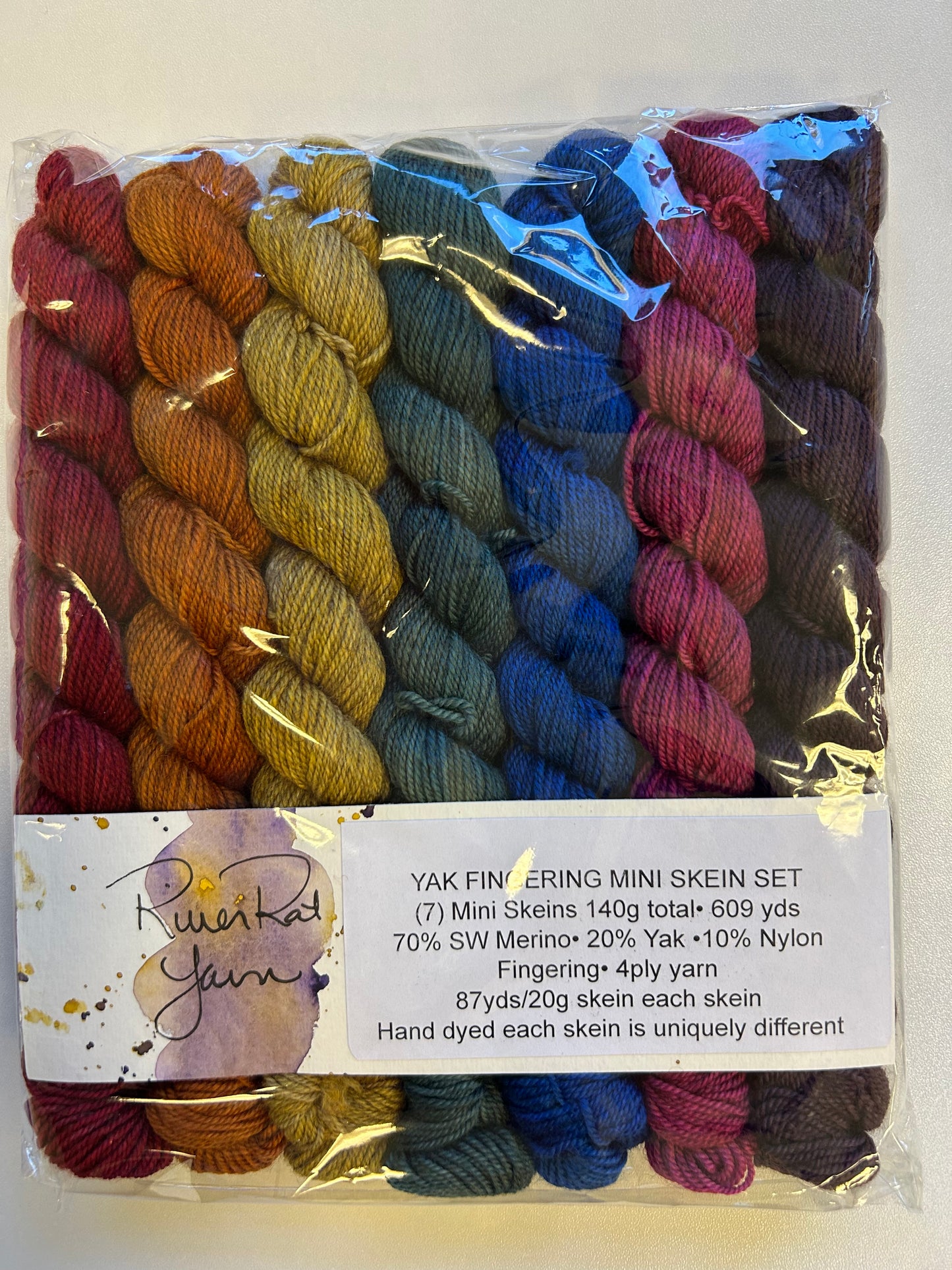 RiverRat Yarn Fingering w/ Yak Mini Skein Set of 7 - The Villains