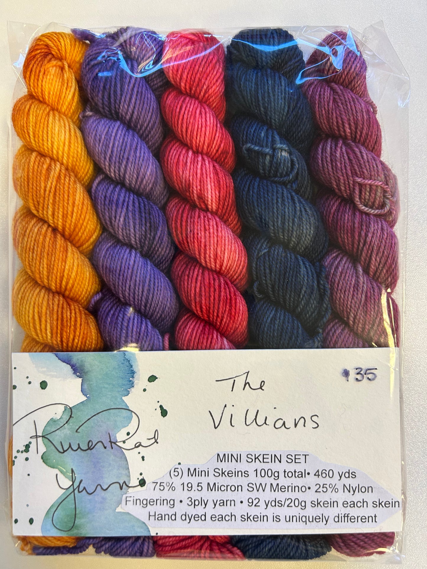 RiverRat Yarn Fingering Mini Skein Set of 5 - The Villains