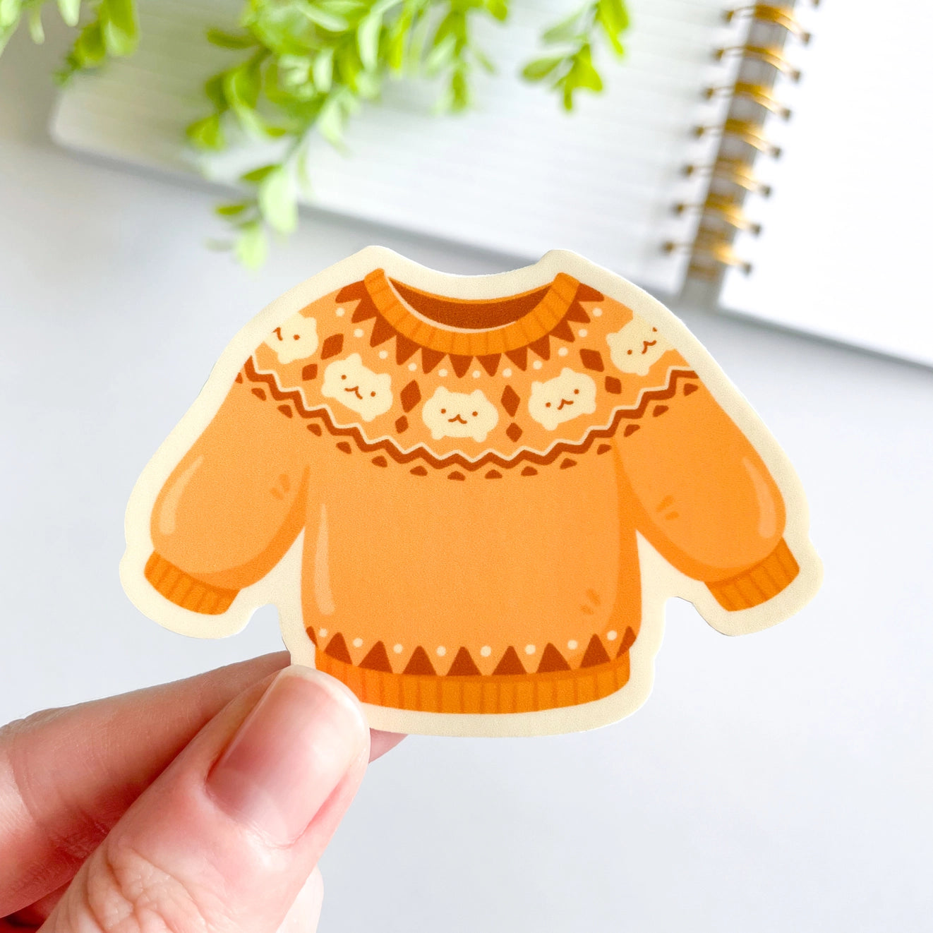 Studious Owl Press Fair Isle Knit Sweater Vinyl Sticker - Cats