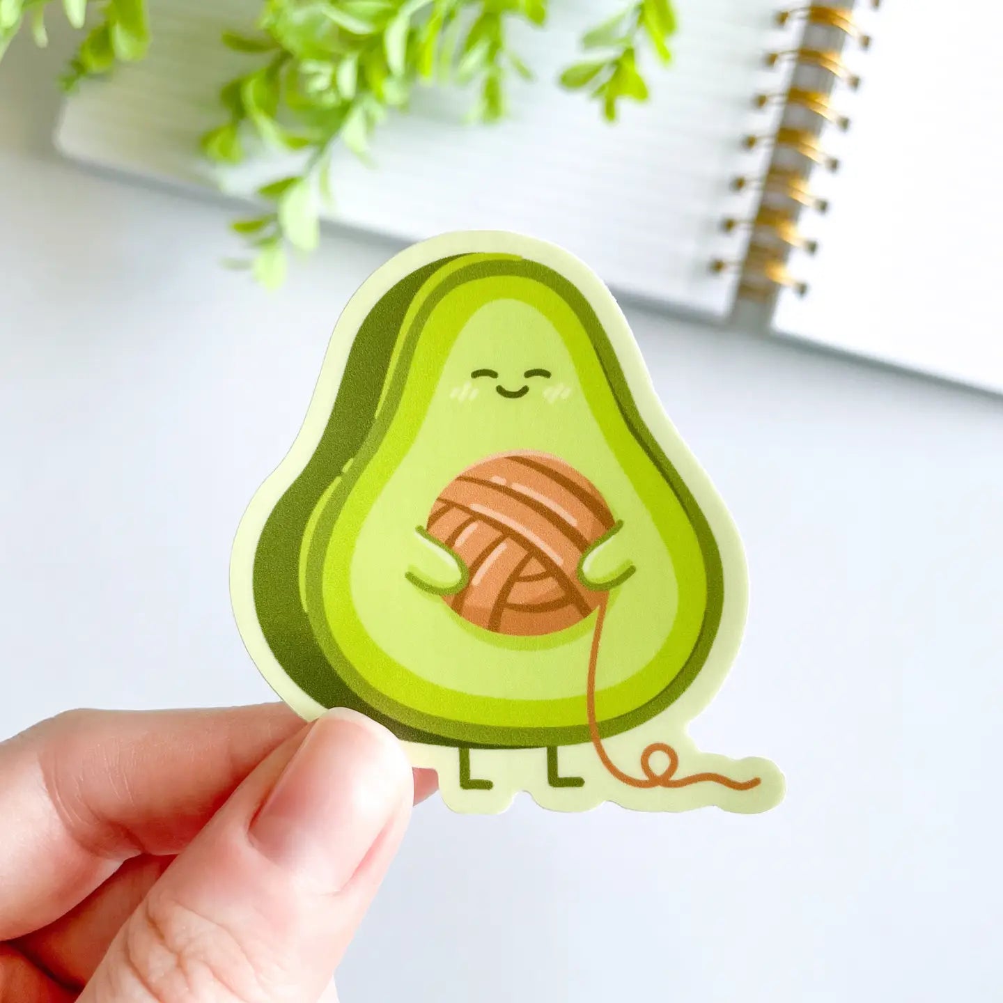 Studious Owl Press Cute Avocado Yarn Vinyl Sticker