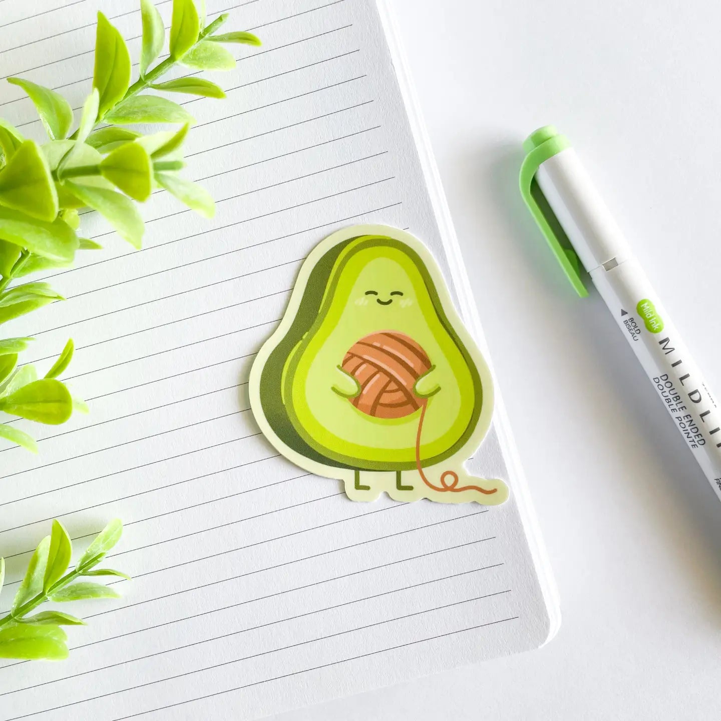 Studious Owl Press Cute Avocado Yarn Vinyl Sticker