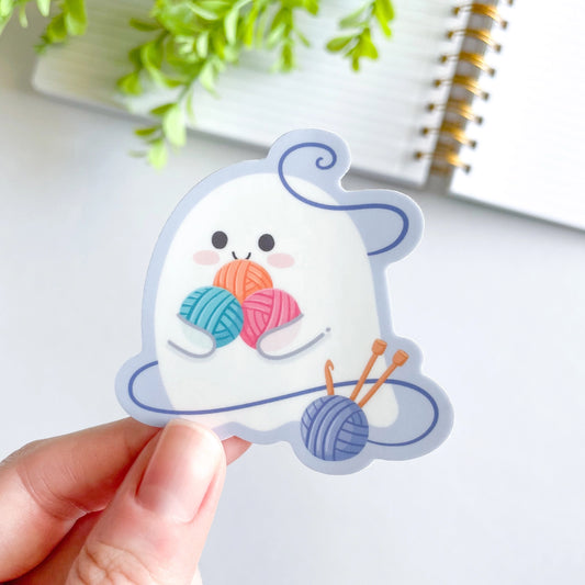 Studious Owl Press Yarn Ghost Vinyl Sticker - Spooky Yarn Haul
