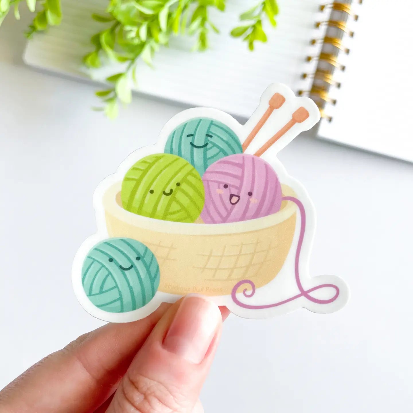 Studious Owl Press Knitting Yarn Basket Vinyl Sticker