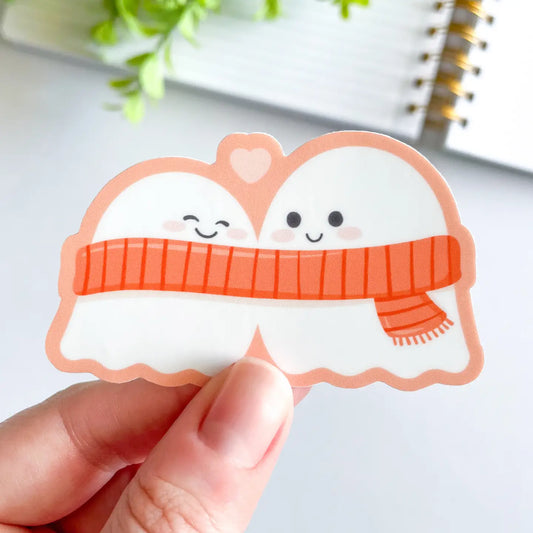 Studious Owl Press Cute Ghost Couple with Scarf Sticker