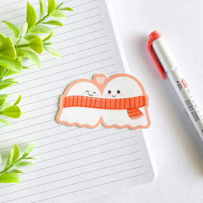 Studious Owl Press Cute Ghost Couple with Scarf Sticker