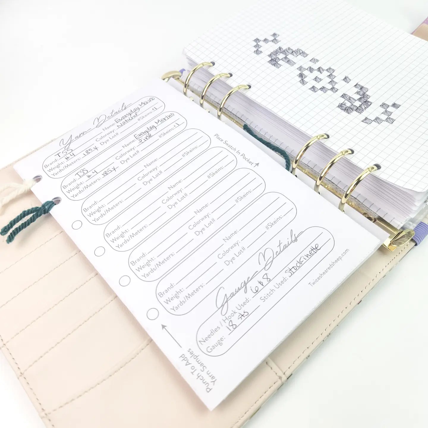Twice Sheared Sheep - Teal Heart Project Journal Planner For Knitters & Crocheters