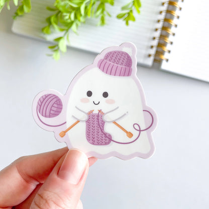 Studious Owl Press Yarn Ghost Vinyl Sticker - Spooky Knitter
