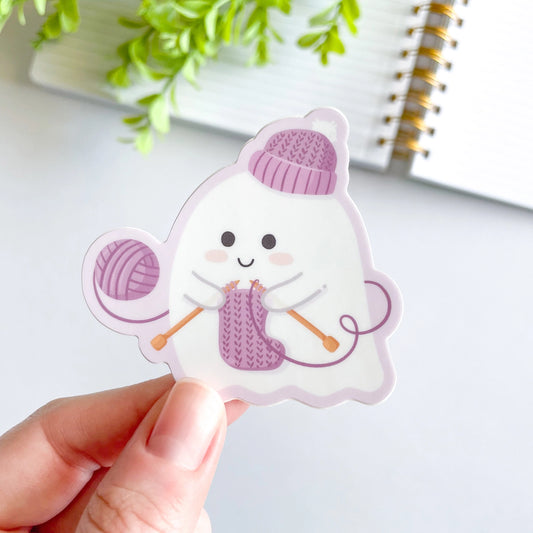 Studious Owl Press Yarn Ghost Vinyl Sticker - Spooky Knitter