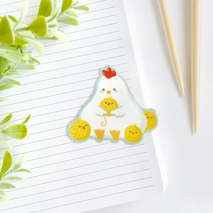 Studious Owl Press Chicken With Yarn Chicks Sticker
