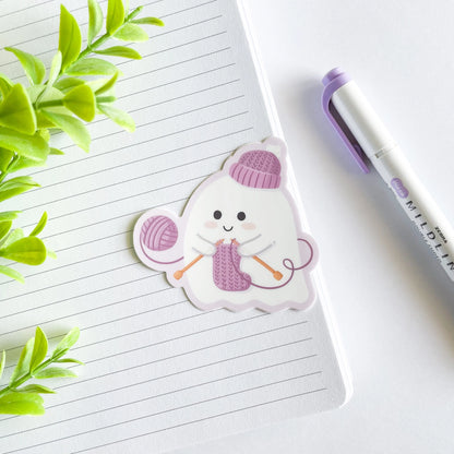 Studious Owl Press Yarn Ghost Vinyl Sticker - Spooky Knitter