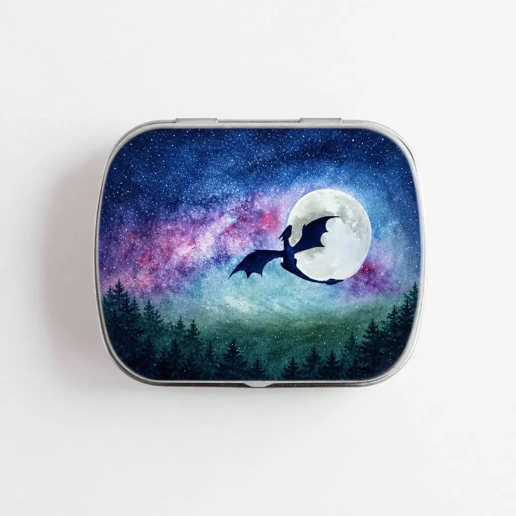 Twice Sheared Sheep Dragon Moon Stitch Marker Small Storage Tin