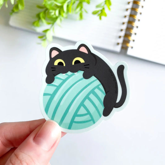Studious Owl Press Yarn Ball Black Cat Vinyl Sticker
