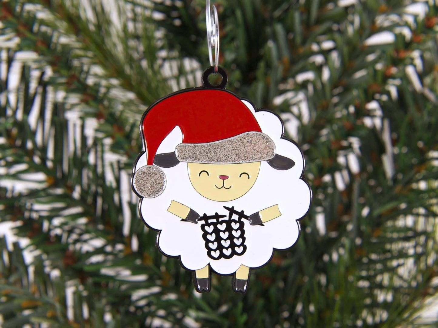 Fox & Pine Stitches - Knitting Sheep Christmas Ornament