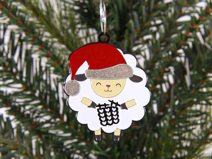 Fox & Pine Stitches - Knitting Sheep Christmas Ornament