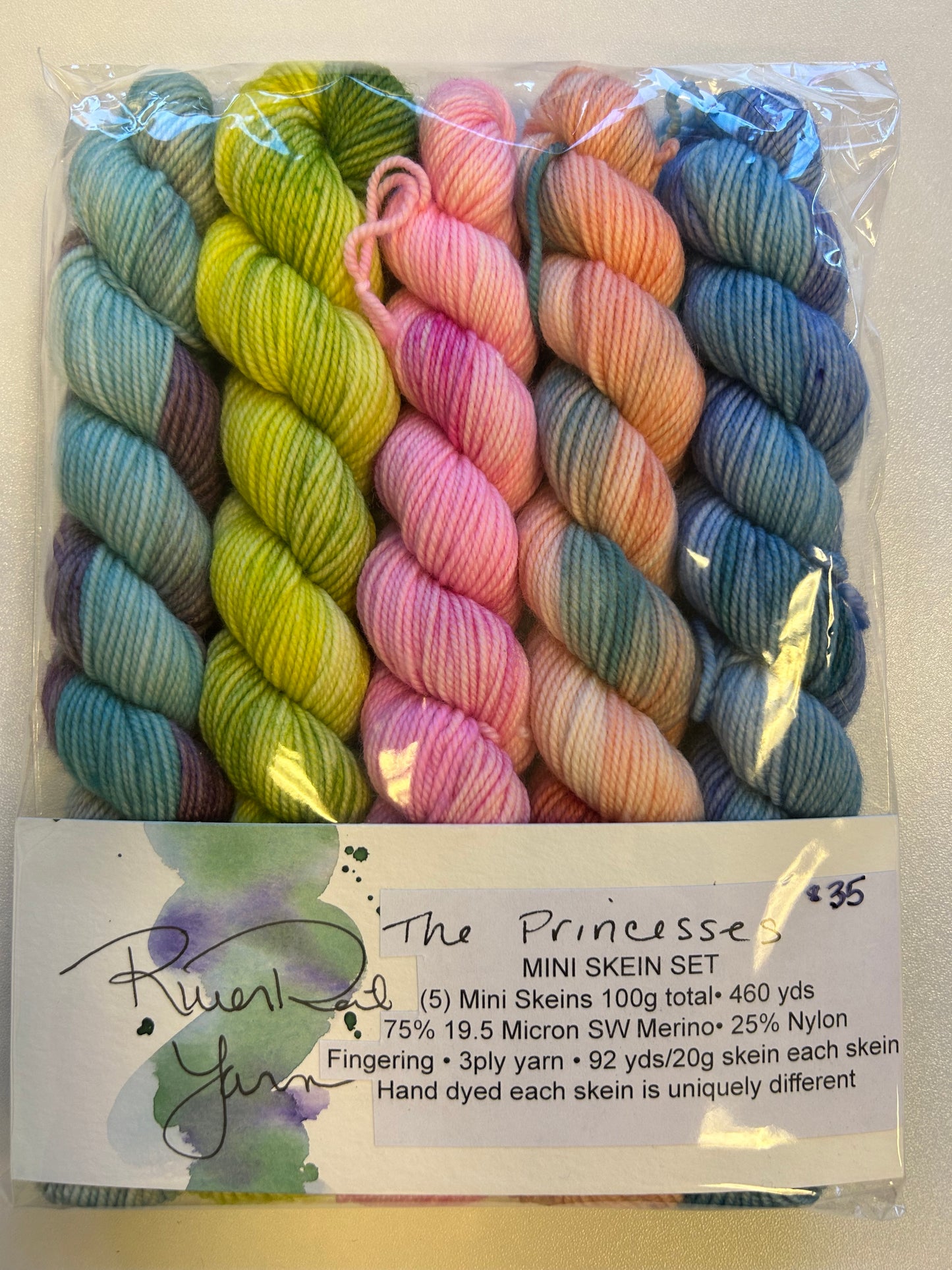 RiverRat Yarn Fingering Mini Skein Set of 5 - The Princesses