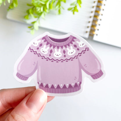 Studious Owl Press Fair Isle Knit Sweater Vinyl Sticker - Bunnies