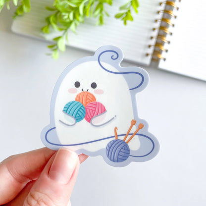 Studious Owl Press Yarn Ghost Vinyl Sticker - Spooky Yarn Haul