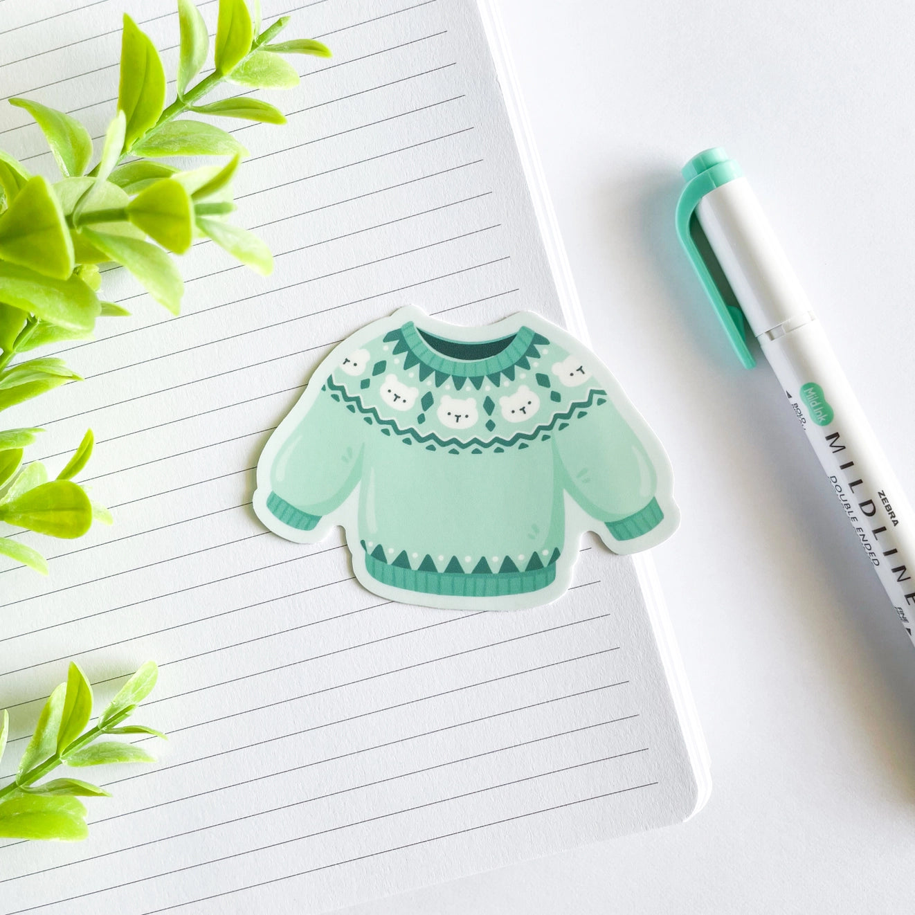 Studious Owl Press Fair Isle Knit Sweater Vinyl Sticker - Bears